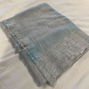 NWT Ann Taylor LOFT Soft Scarf, Grey with Light Aqua Plaid